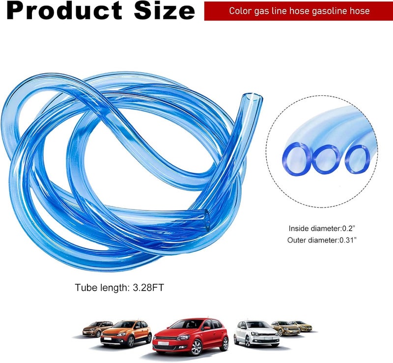 KVAEY Colorful Fuel Line Hose Tube, Flexible Anticorrosion Silicone Gas Line Petrol Hose Line, Soft High Performance Vacuum Tubing Hose Replacement for Motorcycle Dirt Pit Bike ATV (Blue) - Image 2